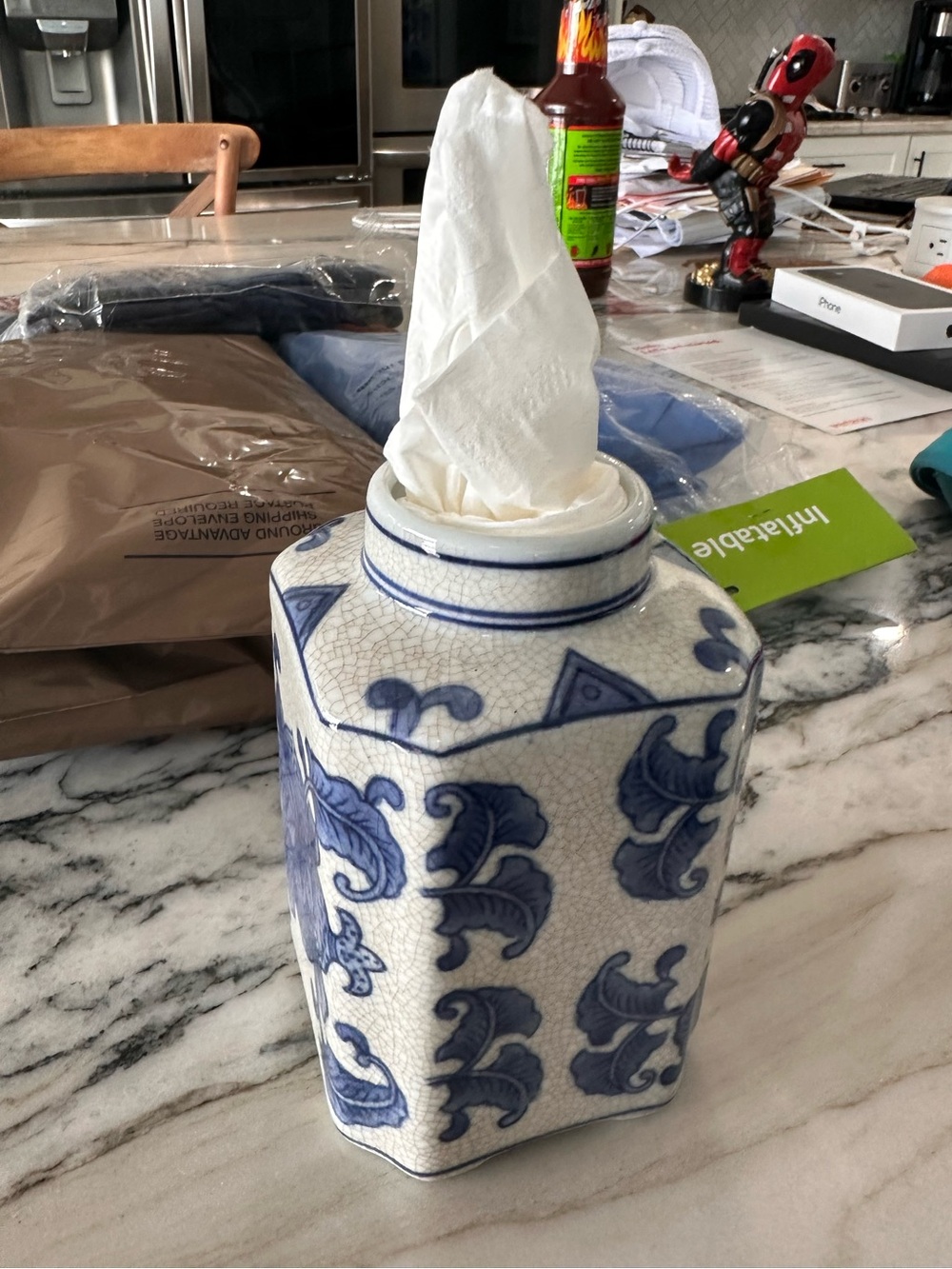 Vintage Japanese White Blue Floral Crackled Glaze Ginger Tea Jar &Lid/Asian Vase - Picture 11 of 12